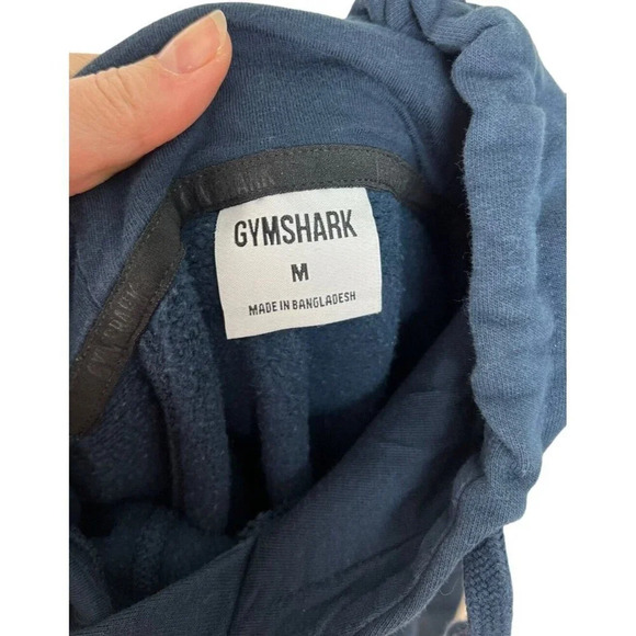 Gymshark Navy Blue Hoodie Size Medium Cotton Blend Logo Men’s - Picture 5 of 9